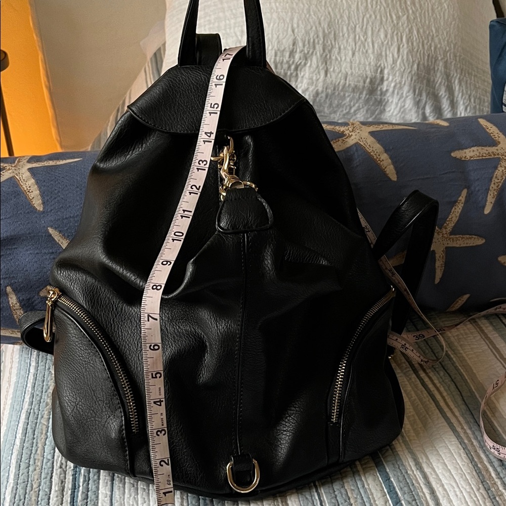 Elegant Black Leather Backpack